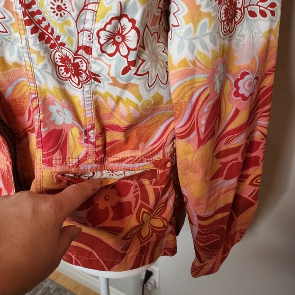 Chico's floral shacket. Orange cream.  Size 1 or 8. - Picture 8 of 14